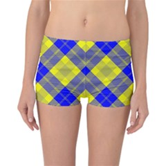 Smart Plaid Blue Yellow Reversible Boyleg Bikini Bottoms by ImpressiveMoments