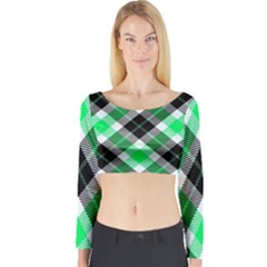 Smart Plaid Green Long Sleeve Crop Top by ImpressiveMoments