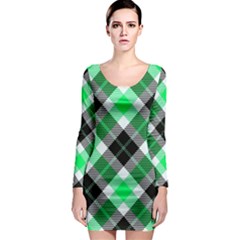 Smart Plaid Green Long Sleeve Bodycon Dresses by ImpressiveMoments