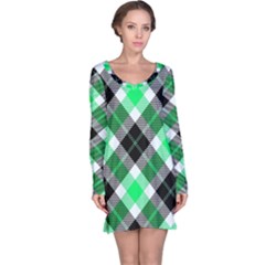 Smart Plaid Green Long Sleeve Nightdresses by ImpressiveMoments