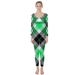Smart Plaid Green Long Sleeve Catsuit by ImpressiveMoments
