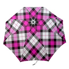 Smart Plaid Hot Pink Folding Umbrellas by ImpressiveMoments