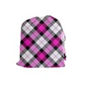 Smart Plaid Hot Pink Drawstring Pouches (Large)  View1