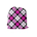 Smart Plaid Hot Pink Drawstring Pouches (Large)  View2