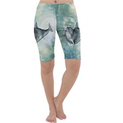 Funny Dswimming Dolphin Cropped Leggings