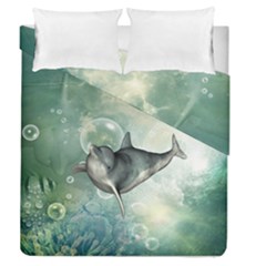 Funny Dswimming Dolphin Duvet Cover (full/queen Size)