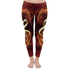 Decorative Cllef With Floral Elements Winter Leggings by FantasyWorld7