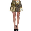 Steampunk, Golden Design With Clocks And Gears Skater Skirts View1