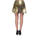 Steampunk, Golden Design With Clocks And Gears Skater Skirts View2