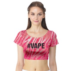 Florescent Pink Zebra Pattern  Short Sleeve Crop Top (tight Fit)