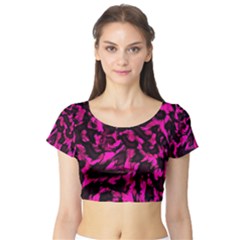 Extreme Pink Cheetah  Short Sleeve Crop Top by OCDesignss