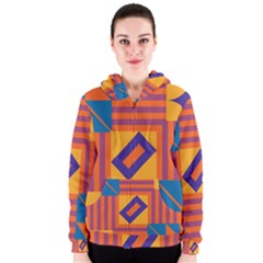 Shapes And Stripes Symmetric Design Women s Zipper Hoodie by LalyLauraFLM