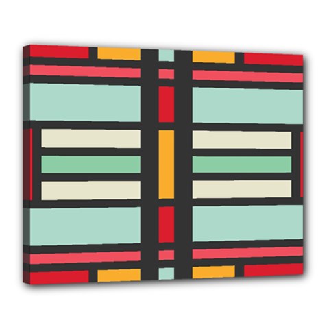 Mirrored Rectangles In Retro Colors Canvas 20  X 16  (stretched)