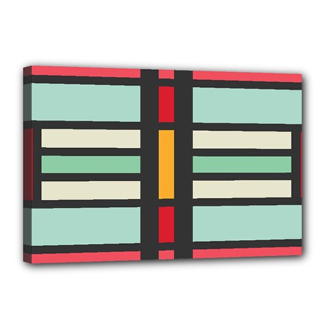 Mirrored Rectangles In Retro Colors Canvas 18  X 12  (stretched) by LalyLauraFLM