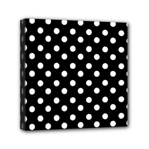 Black And White Polka Dots Mini Canvas 6  X 6  by GardenOfOphir