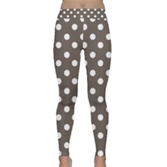 Brown And White Polka Dots Yoga Leggings by GardenOfOphir