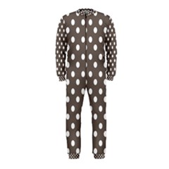 Brown And White Polka Dots Onepiece Jumpsuit (kids)