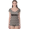 Brown And White Polka Dots Short Sleeve Leotard View1