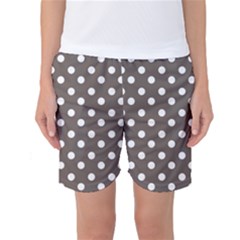 Brown And White Polka Dots Women s Basketball Shorts by GardenOfOphir