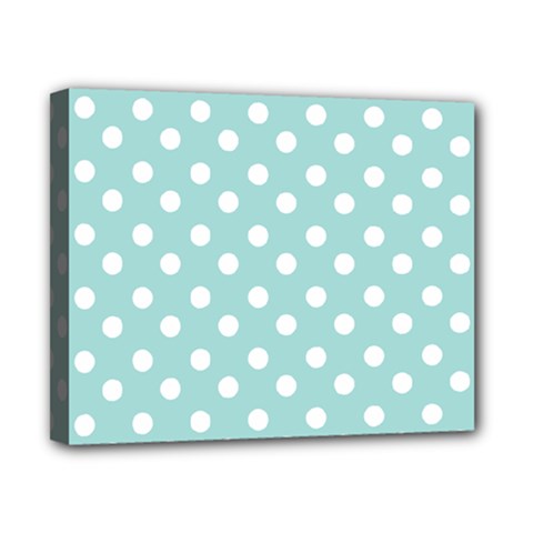 Blue And White Polka Dots Canvas 10  X 8  by GardenOfOphir