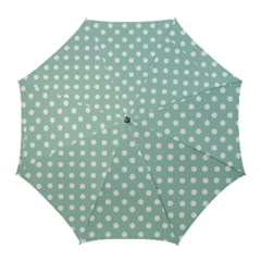 Light Blue And White Polka Dots Golf Umbrellas by GardenOfOphir