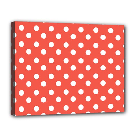 Indian Red Polka Dots Canvas 14  X 11  by GardenOfOphir