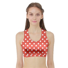 Indian Red Polka Dots Women s Sports Bra With Border by GardenOfOphir