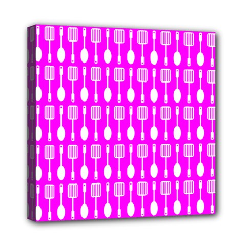 Purple Spatula Spoon Pattern Mini Canvas 8  x 8 