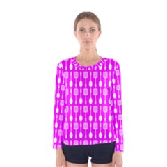Purple Spatula Spoon Pattern Women s Long Sleeve T-shirts
