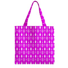 Purple Spatula Spoon Pattern Zipper Grocery Tote Bags