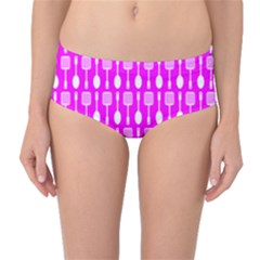 Purple Spatula Spoon Pattern Mid-Waist Bikini Bottoms