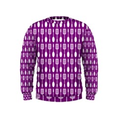 Magenta Spatula Spoon Pattern Boys  Sweatshirts by GardenOfOphir