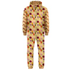 Colorful Ladybug Bess And Flowers Pattern Hooded Jumpsuit (men)  by GardenOfOphir