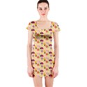 Colorful Ladybug Bess And Flowers Pattern Short Sleeve Bodycon Dresses View1