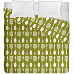 Olive Green Spatula Spoon Pattern Duvet Cover (king Size) by GardenOfOphir