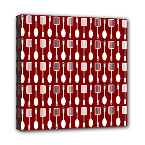 Red And White Kitchen Utensils Pattern Mini Canvas 8  X 8  by GardenOfOphir