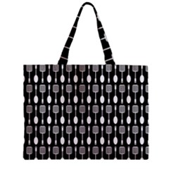 Black And White Spatula Spoon Pattern Zipper Tiny Tote Bags by GardenOfOphir