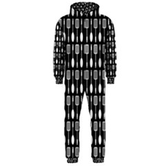 Black And White Spatula Spoon Pattern Hooded Jumpsuit (men)  by GardenOfOphir
