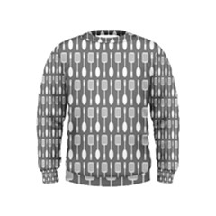 Gray And White Kitchen Utensils Pattern Boys  Sweatshirts by GardenOfOphir