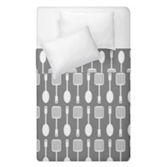 Gray And White Kitchen Utensils Pattern Duvet Cover (single Size) by GardenOfOphir