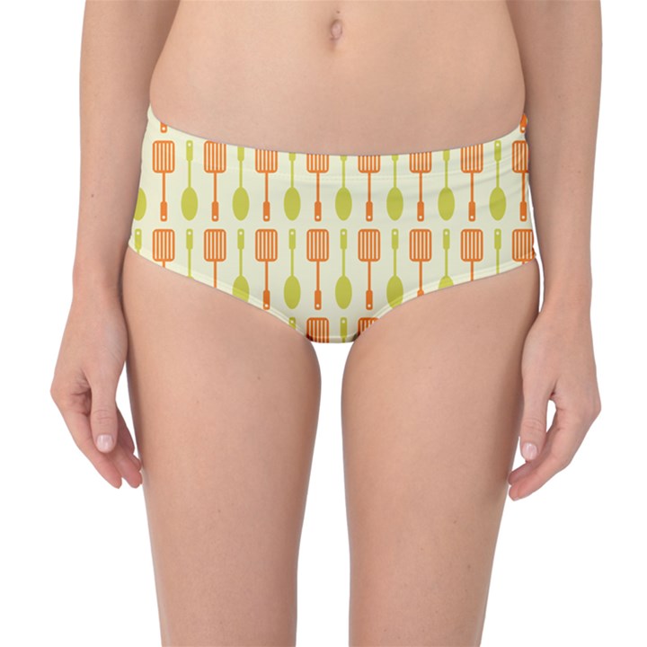 Spatula Spoon Pattern Mid-Waist Bikini Bottoms