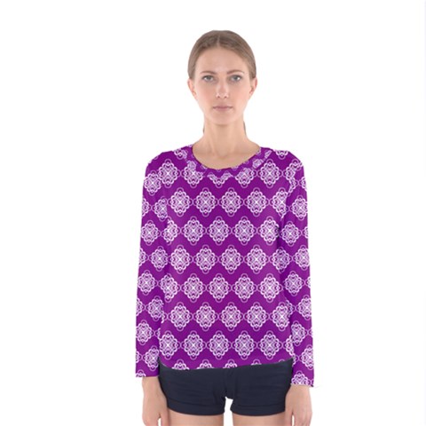 Abstract Knot Geometric Tile Pattern Women s Long Sleeve T-shirts by GardenOfOphir