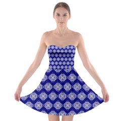 Abstract Knot Geometric Tile Pattern Strapless Bra Top Dress