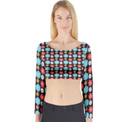 Colorful Floral Pattern Long Sleeve Crop Top by GardenOfOphir