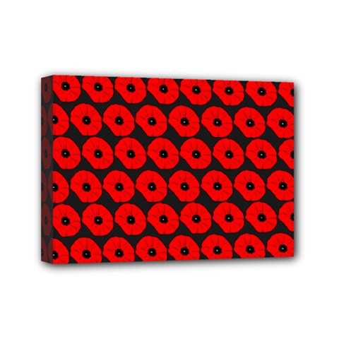 Charcoal And Red Peony Flower Pattern Mini Canvas 7  x 5 