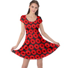 Charcoal And Red Peony Flower Pattern Cap Sleeve Dresses by GardenOfOphir