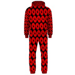 Charcoal And Red Peony Flower Pattern Hooded Jumpsuit (Men) 