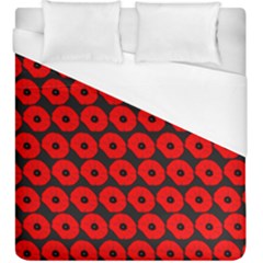 Charcoal And Red Peony Flower Pattern Duvet Cover Single Side (KingSize)