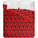 Charcoal And Red Peony Flower Pattern Duvet Cover (Double Size) View1