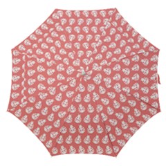 Coral And White Lady Bug Pattern Straight Umbrellas